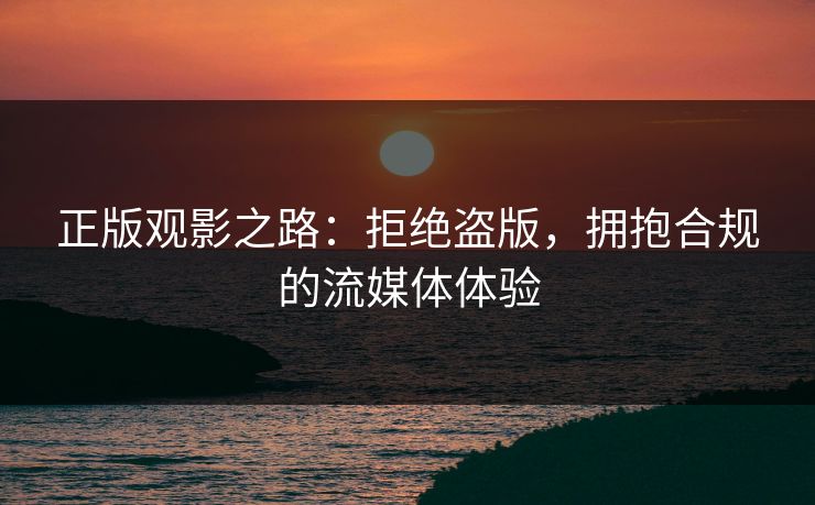 正版观影之路：拒绝盗版，拥抱合规的流媒体体验