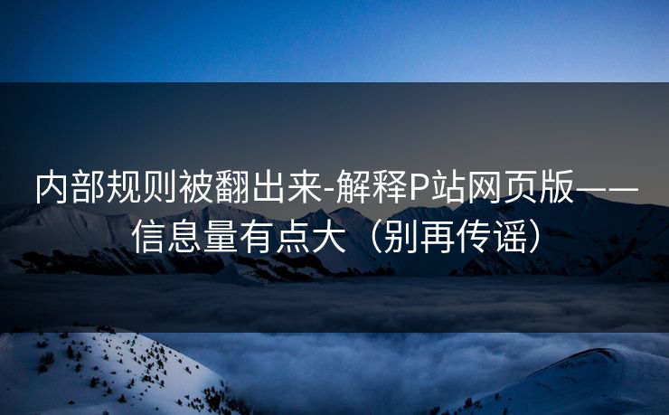 内部规则被翻出来-解释P站网页版——信息量有点大（别再传谣）